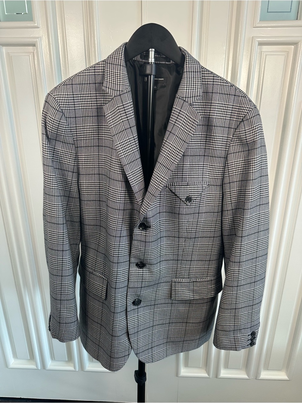 INC International Concepts Black & Gray Glen Plaid Sport Coat